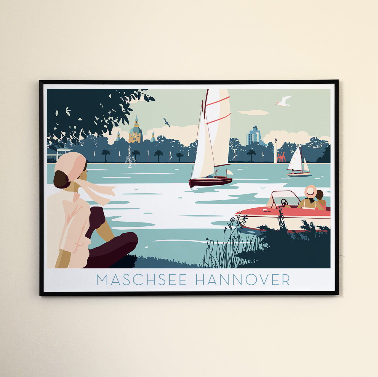 Sommertag am Maschsee Hannover | Poster | Plakat | Illustration