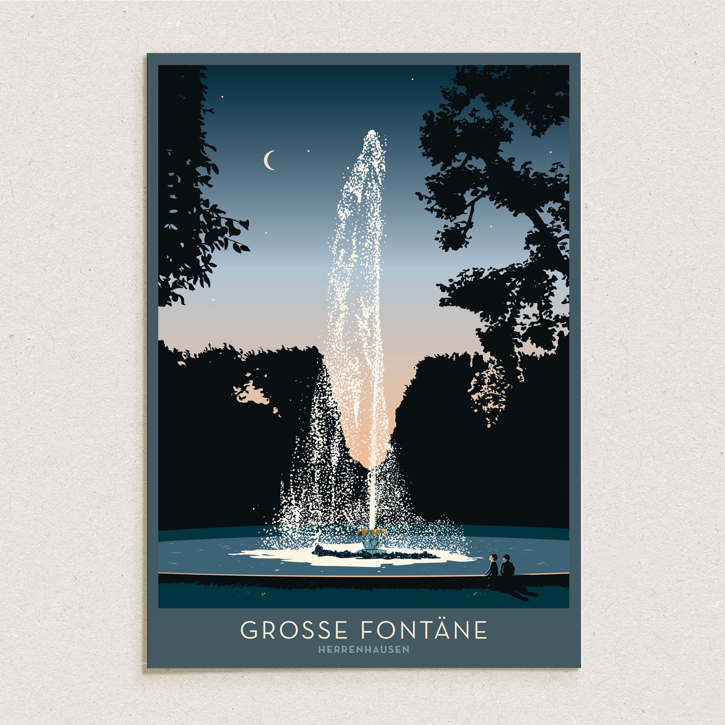 Din A4 Print | Große Fontaine in Herrenhausen bei Illumination