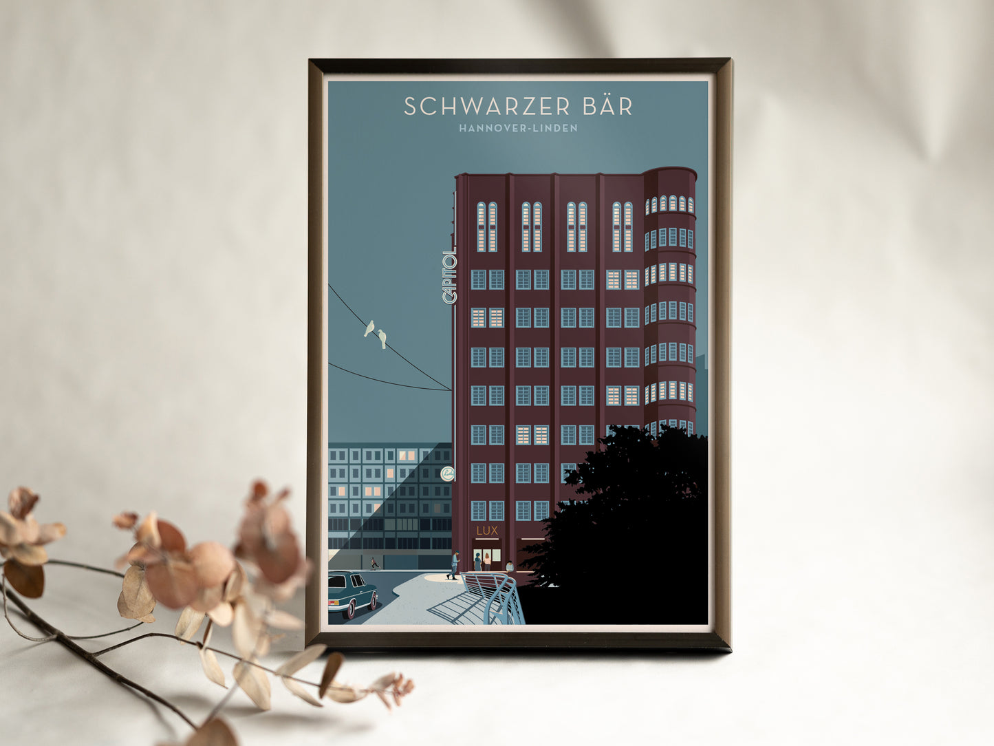 Din A4 Print | Capitol Hannover Linden | Schwarzer Bär | Illustration