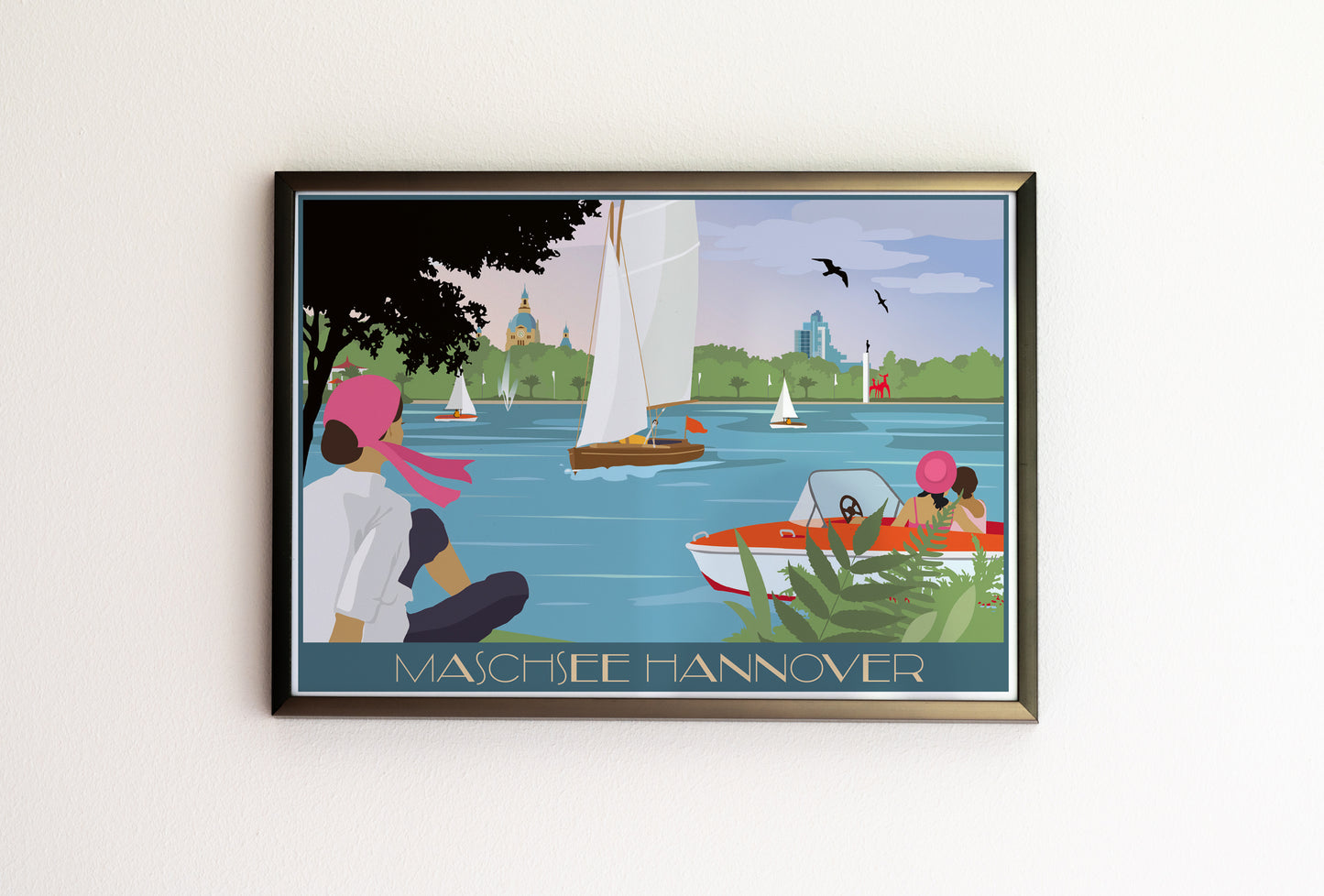 Din A4 Print | Maschsee | Illustration