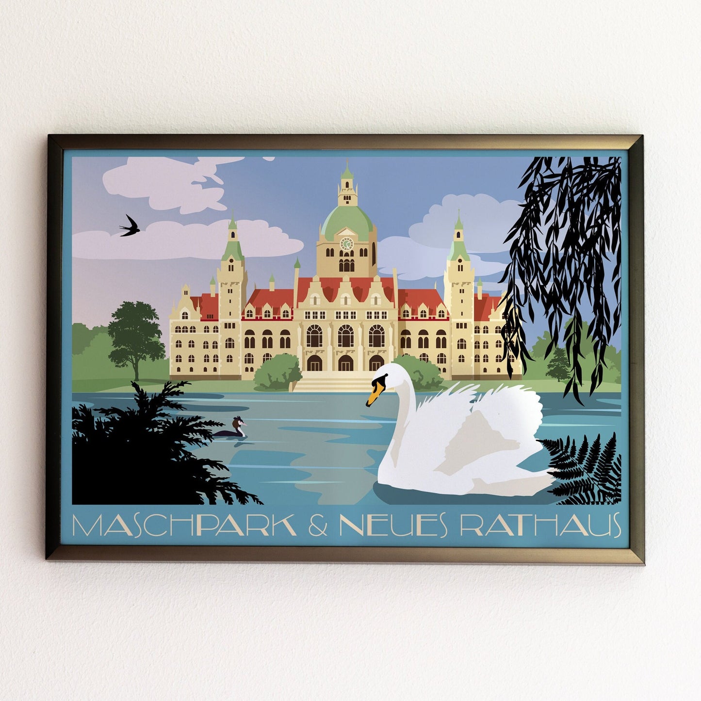 Din A4 Print | Maschpark und Rathaus | Neues Rathaus Hannover
