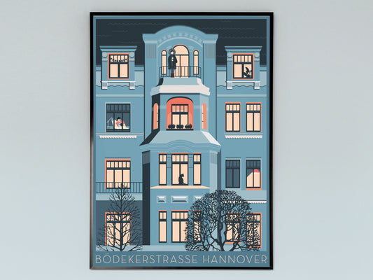 Stadtvilla in der Bödekerstraße in Hannover, Lister Platz |Poster | Plakat | Illustration