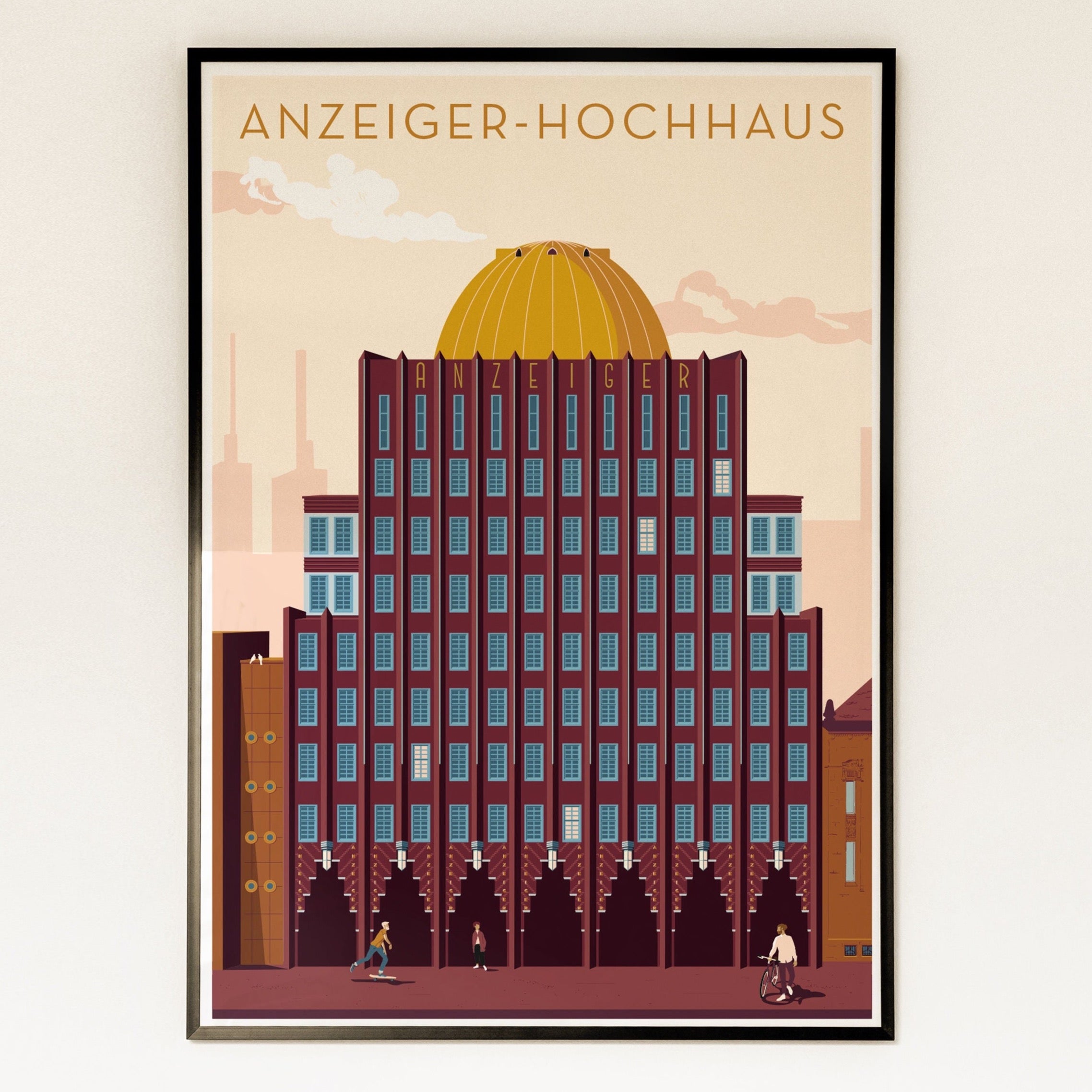 Illustre | Poster Anzeiger Wandbild Hannover | Welt – Hochhaus | Plakat