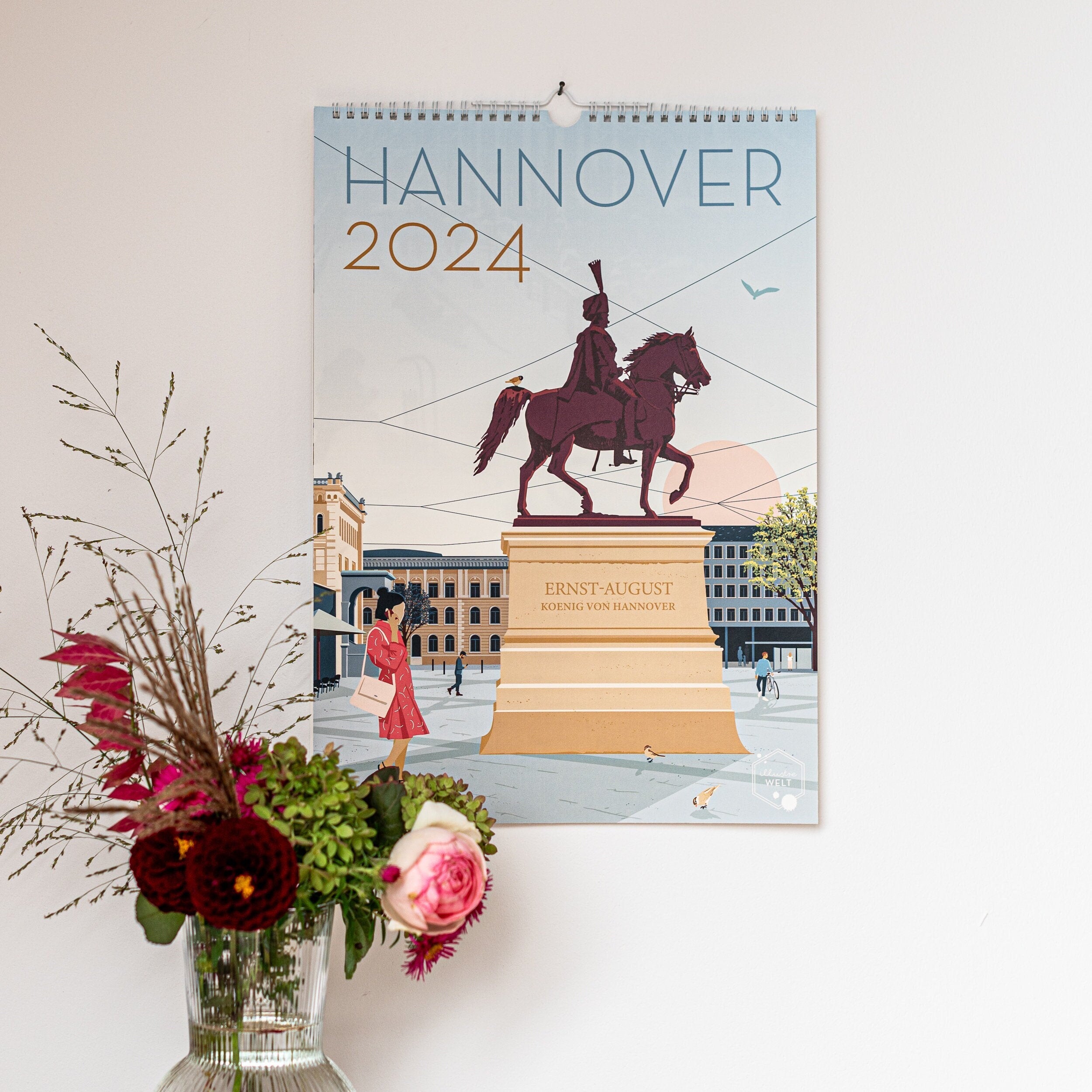 DIN A3 JahresKalender Hannover 2024 Wandkalender Kunstkalender