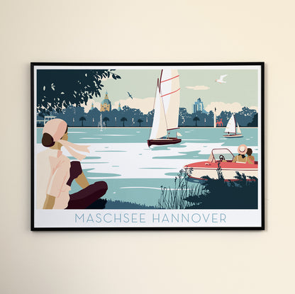 Din A4 Print | Maschsee | Illustration