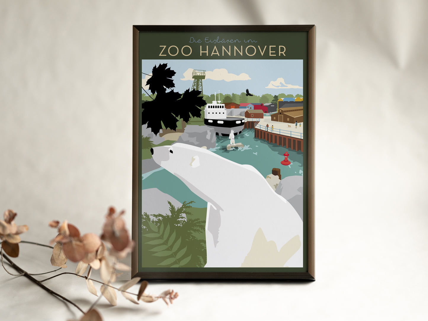 Din A4 Print | Die Eisbären im Zoo Hannover | Illustration